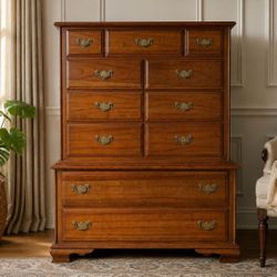 Gorgeous solid wood tallboy dresser with beautiful dovetail spacious drawers