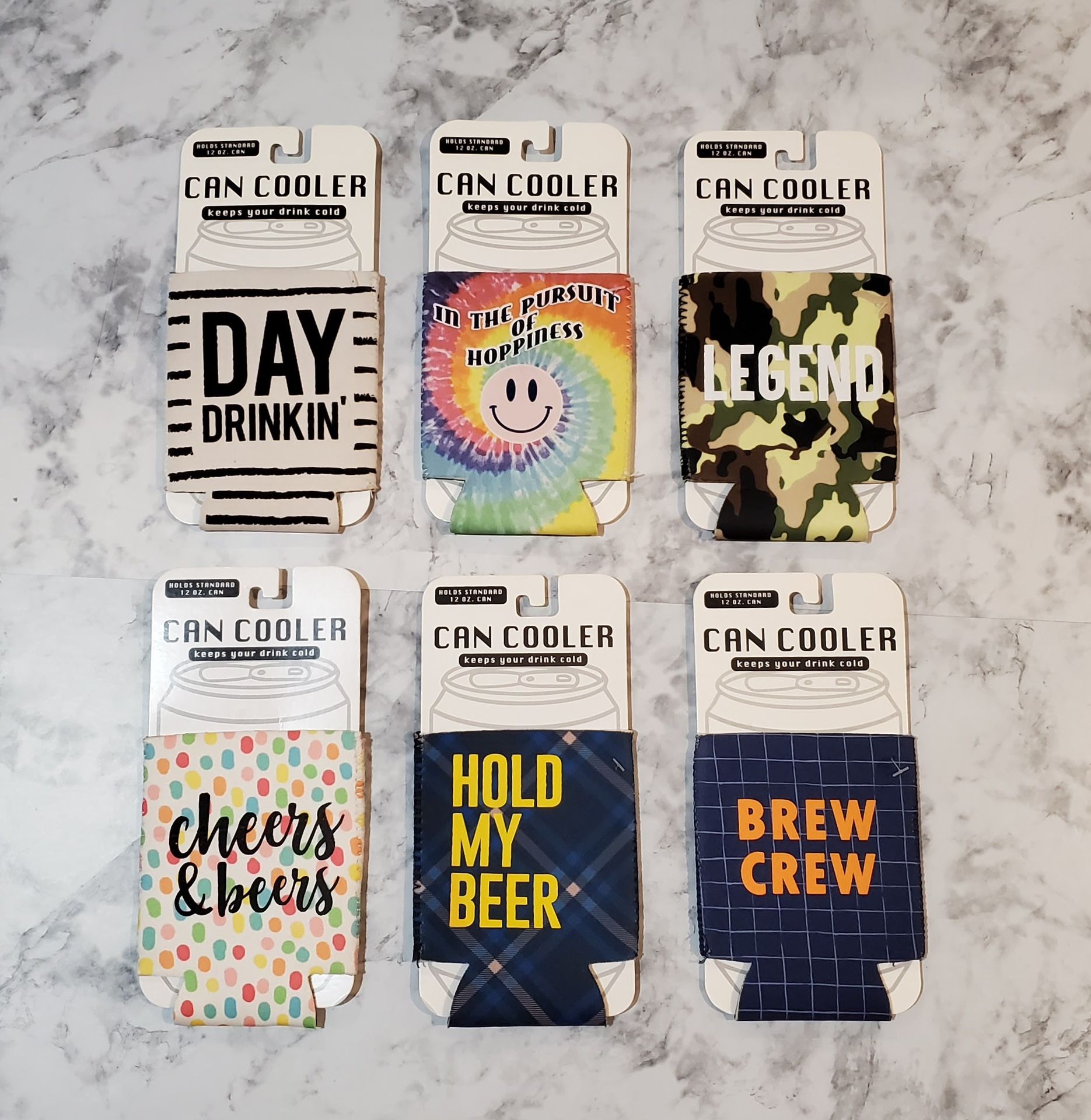 Beverage Holders Can Coolers Sleeves Set Of 6 Insulated Neoprene Standard 12.oz