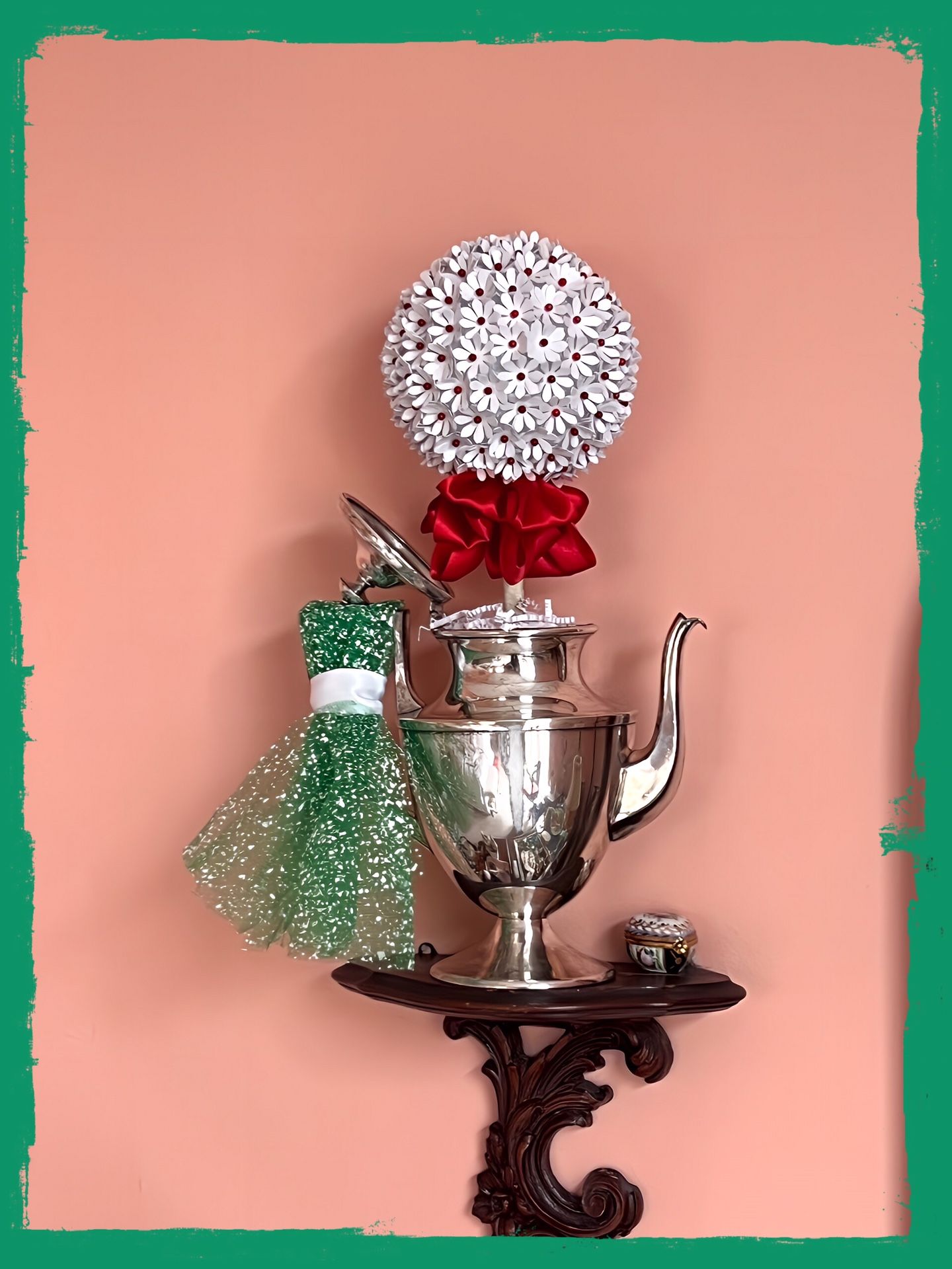 Nickel Silver Coffee Pot w/Topiary