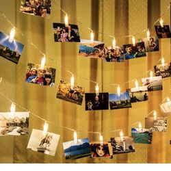 2 Pack Photo Clips String Lights, 20ft 20 LED