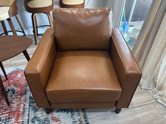 Caramel Brown Leather-Look Accent Chair