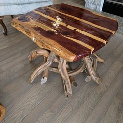 Eclectic Live Edge Wooden Table