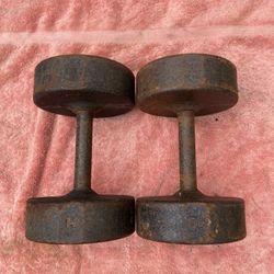 Pair Of 50 Lb Steel Hex Dumbbells - 100 Lbs Total