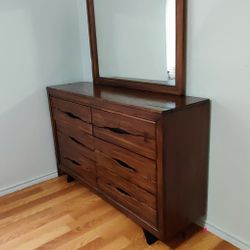 Rustic Brown Dresser with Large Mirror
$200