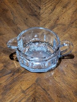 Vintage Clear Glass Creamer Pitcher with Starburst Base