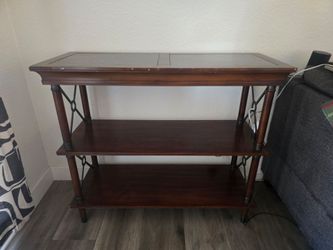 Side wood Table with stone like top