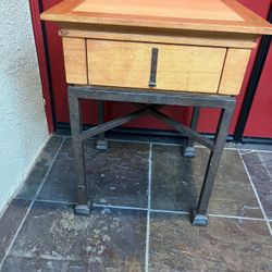 Designer Mark David Wood & Metal Side End Table 
