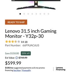 Lenovo Legion 32in Gaming Monitor