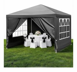 Outdoor Party Tent, Patio Canopy Tent Gazebo with Removable Sidewalls Instant Event Tent for Cater Events Wedding Birthday Pavilion Beach BBQ (10'x10'