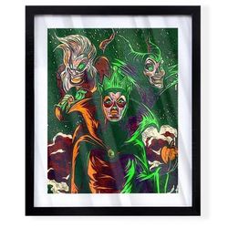Disney villains custom art piece on black frame
