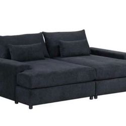 Jaylee Black Fabric 88” Wide Oversized Sleeper Sofa