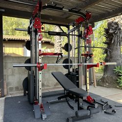 Smith Machine 200 | Adjustable Bench | 245lb Cast Iron Olympic Weights | 7ft Olympic Bar | Fitness | Gym Equipment | FREE DELIVERY/INSTALLATION 🚚 🛠️