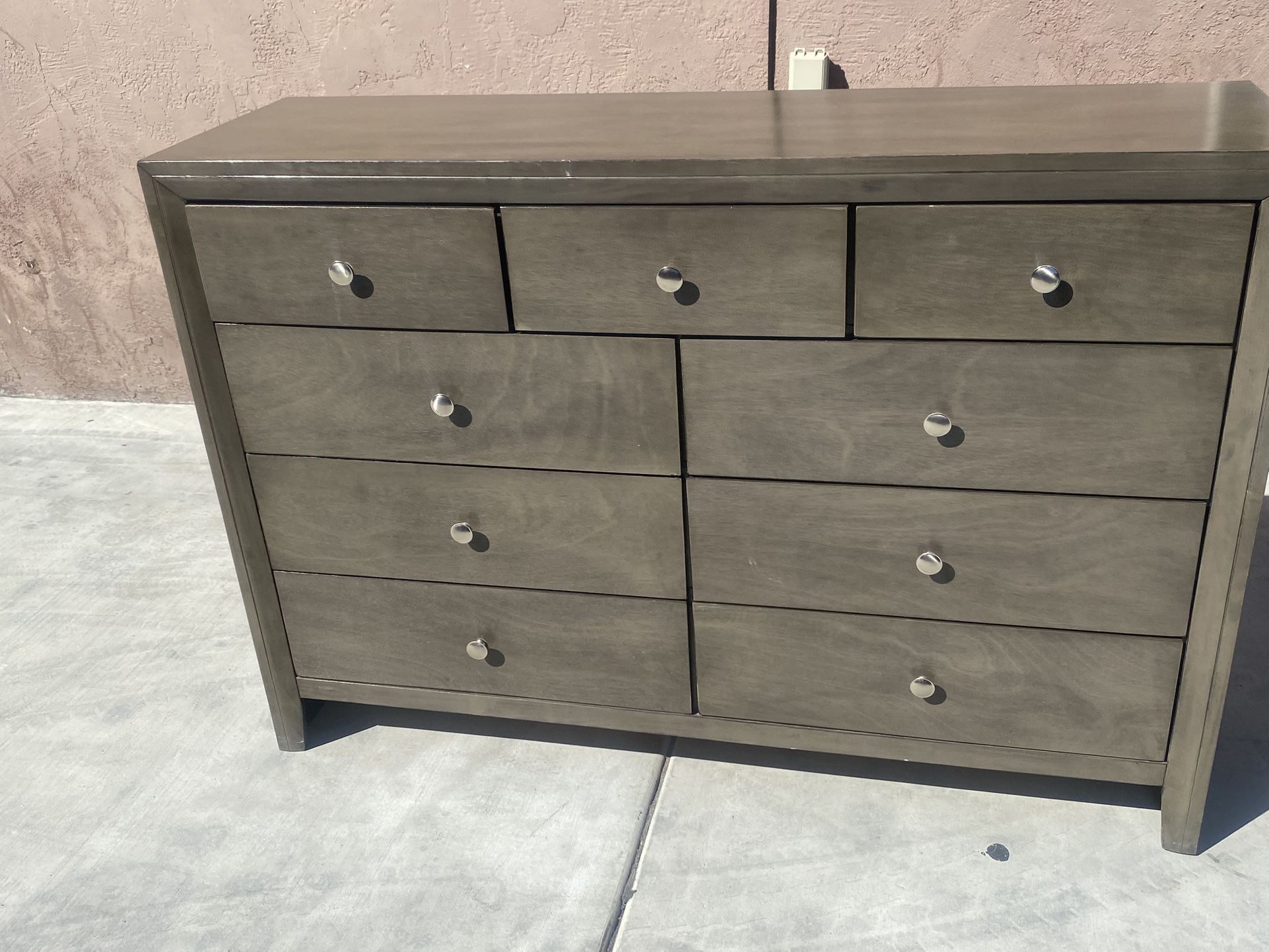 Crawley Mod Grey 9Drawer Modern Dresser Oak Green