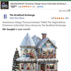 Hawthorne Village Thomas Kinkade 'TWAS The Night Before Christmas Collectible Story House by The Bradford Exchange