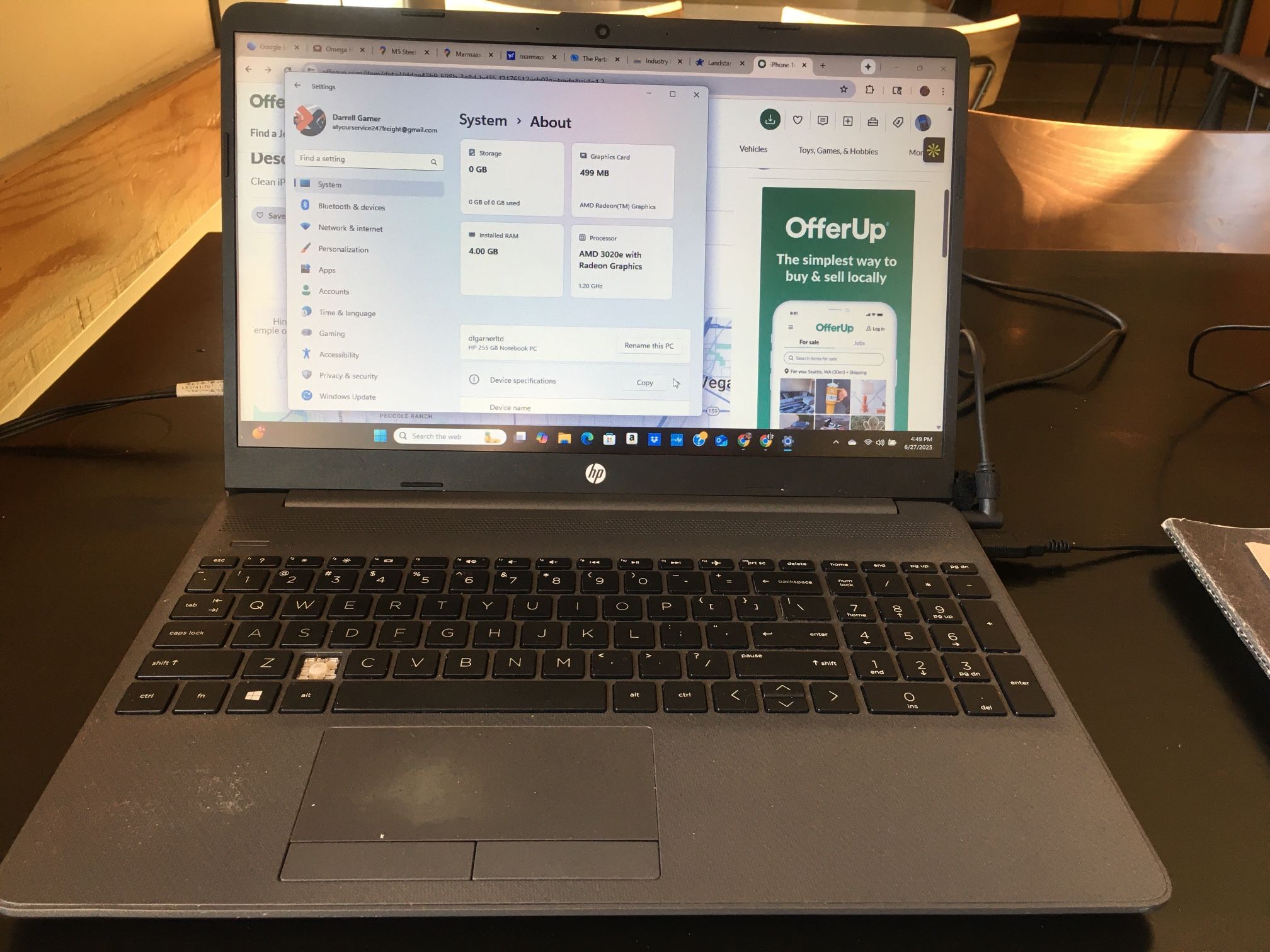 HP 255 G8 Notebook PC 4gb 118gb Men Windows 11