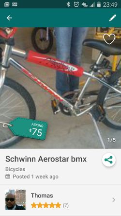 Vintage Schwinn Aerostar bmx 20 in kids bike for Sale in Sun City