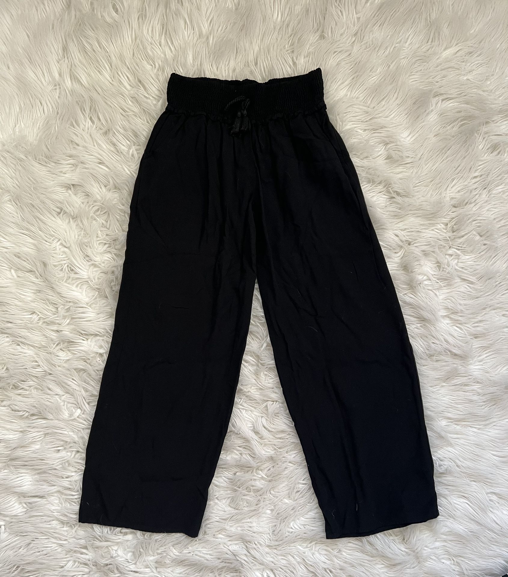 Girls Linen Black Pants