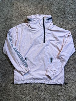 Superdry Sport Pale Pink Print 1/4 Zip Tech Windbreaker Jacket Size Large