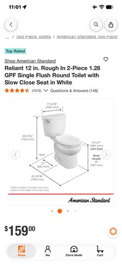 American Standard Reliant 2-Piece Round Toilet White