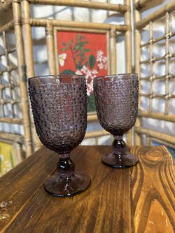 Vintage Amethyst Glass Goblet - Godinger Alba (4) 