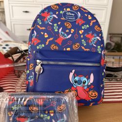 Stitch devil mini backpack with wallet