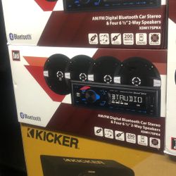 Single Din Bluetooth Stereo With 4 Door Speakers On Sale For 59.99