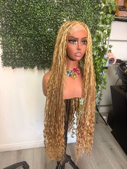 Braided Lace closure Wig Honey Blonde