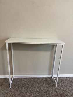 White Narrow Console Table Metal Frame