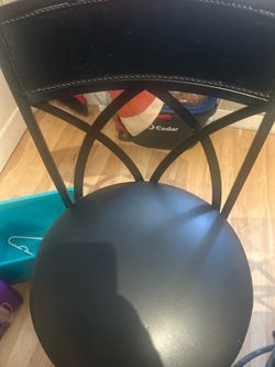 Black Metal Bar Stool with Cushioned Back