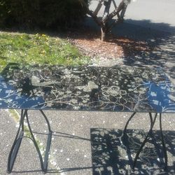 Black Glass Floral Home Design Dinning Table Computer Desk 60" by 32" by 30" High like New 