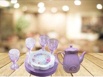 Vajilla lilac princess house nueva de vitrina