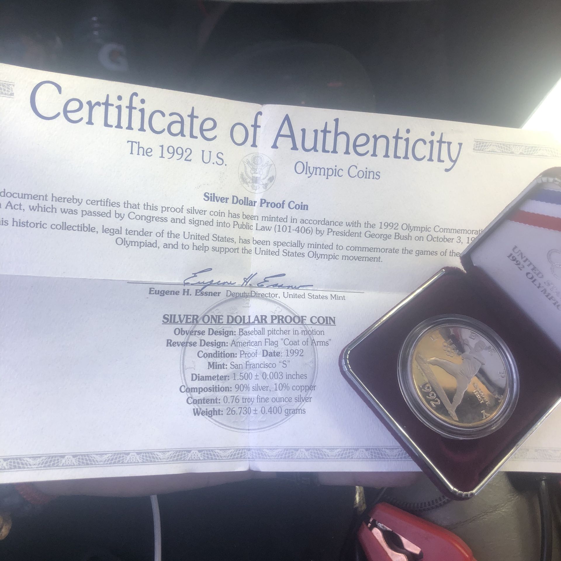 US 1992 Olympic Coin W/ Certification