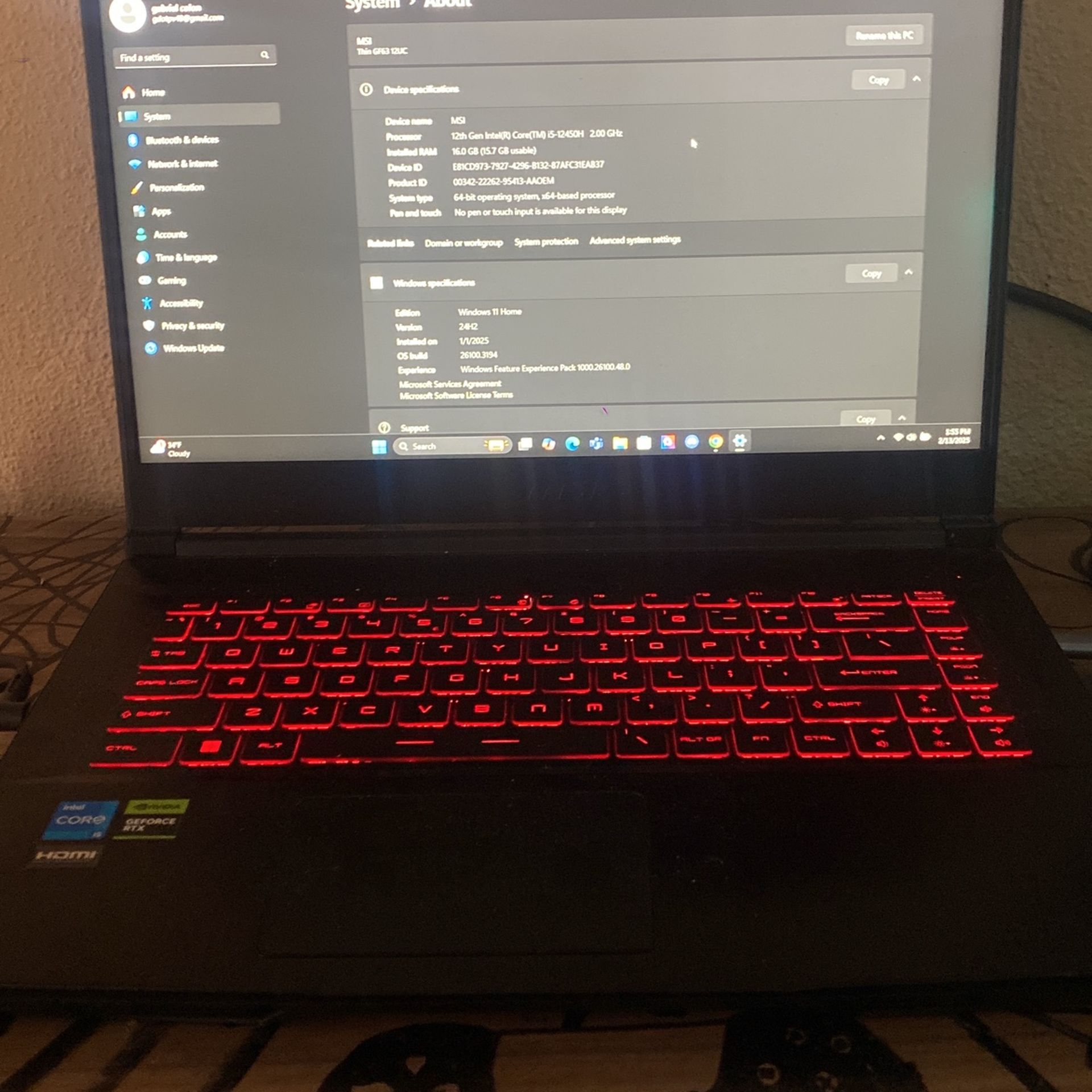 Thin GF63 12UC Gaming Laptop
