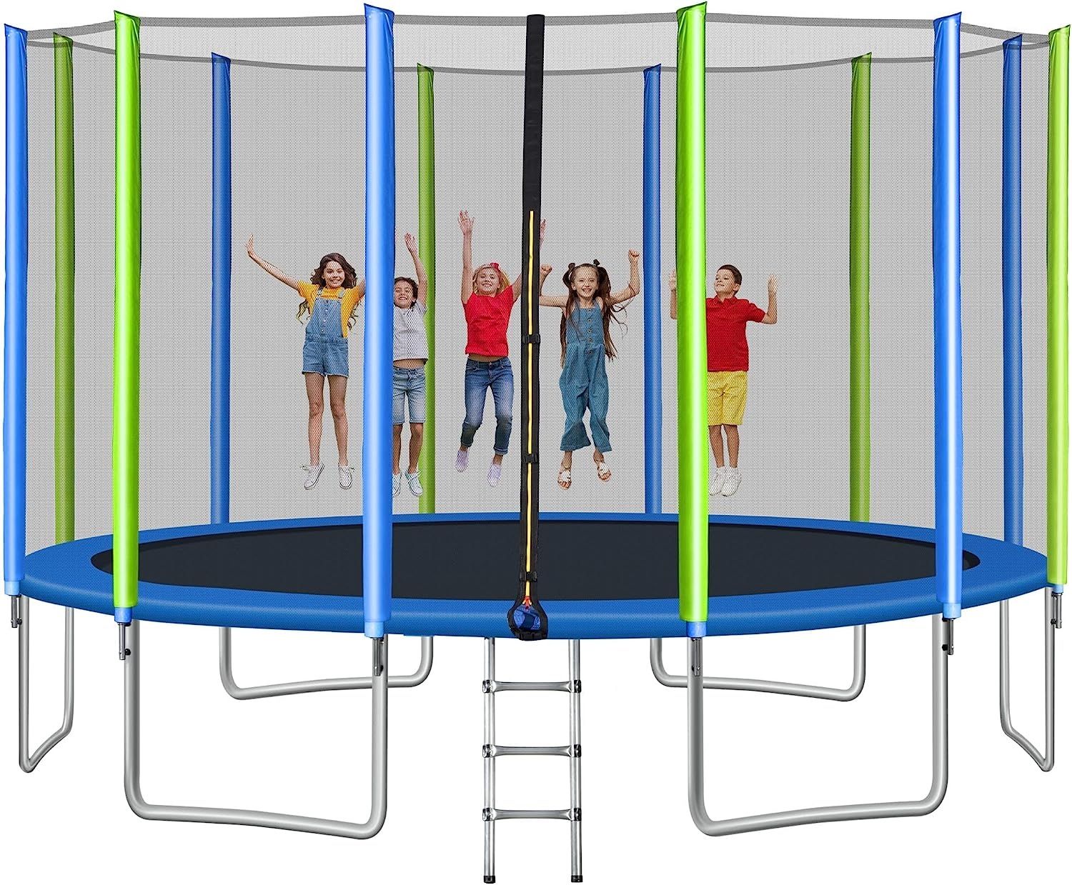 Clear Sale Merax 14 FT Trampoline with Safety Enclosure Net, Recreational Trampolines with 8 Wind Stakes ,ASTM Approved Outdoor Trampoline, Backyard