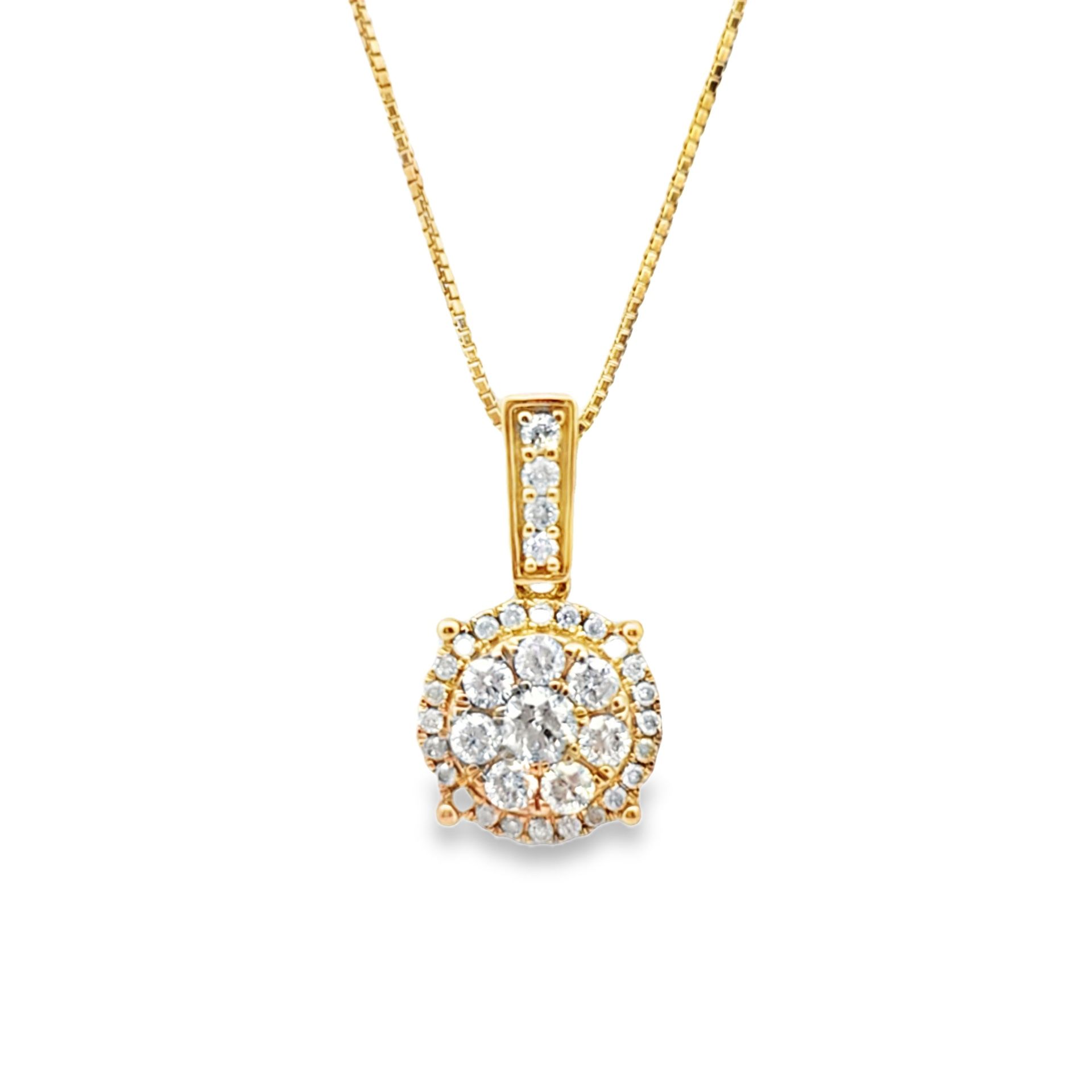 10k Yellow Gold Flower Pendant Set 0.65 ctw