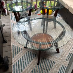 Glass Top Coffee Table And 2 Side Tables 