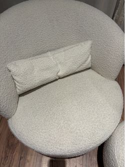 Boucle Chair and Ottoman