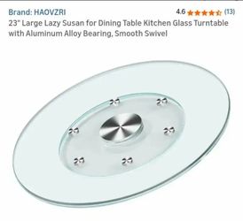 NEW-23" Large Lazy Susan for Dining Table Kitchen Glass Turntable with Aluminum Alloy Bearing, Smooth Swivel.... NEW IN BOX