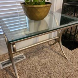 (2) Iron Glass End Tables 