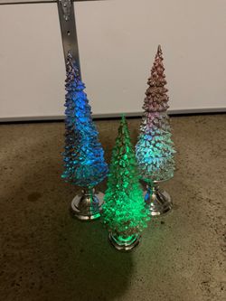 3 decorative light up trees