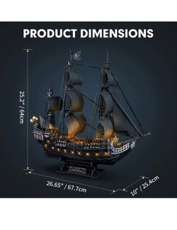 🔥Brand new 🔥 3D Puzzles Queen Anne's Revenge Pirate Ship Puzzle Kit, 340 Pieces 3D puzzle for Adults 340-Piece Queen Anne's Revenge Pirate ship , Id