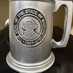 Pewter Beer Mug Tankard Washington State Seal 1889 Heavy Metal Mug