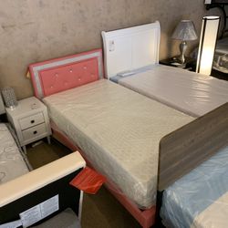 Pink Twin Bed Frame Available In Pink And Cream 