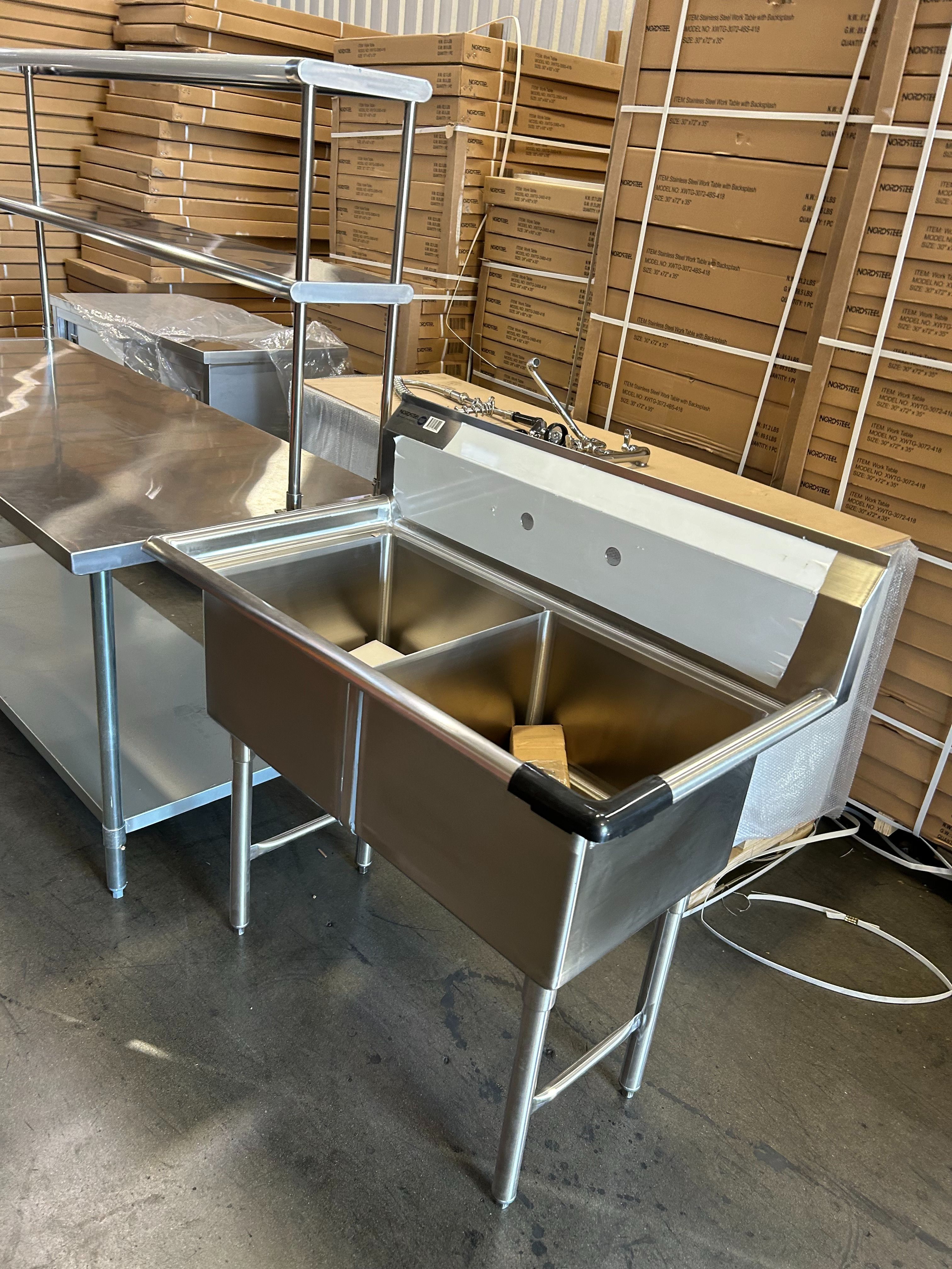 2 compartment sink brand new stainless steel heavy duty premium