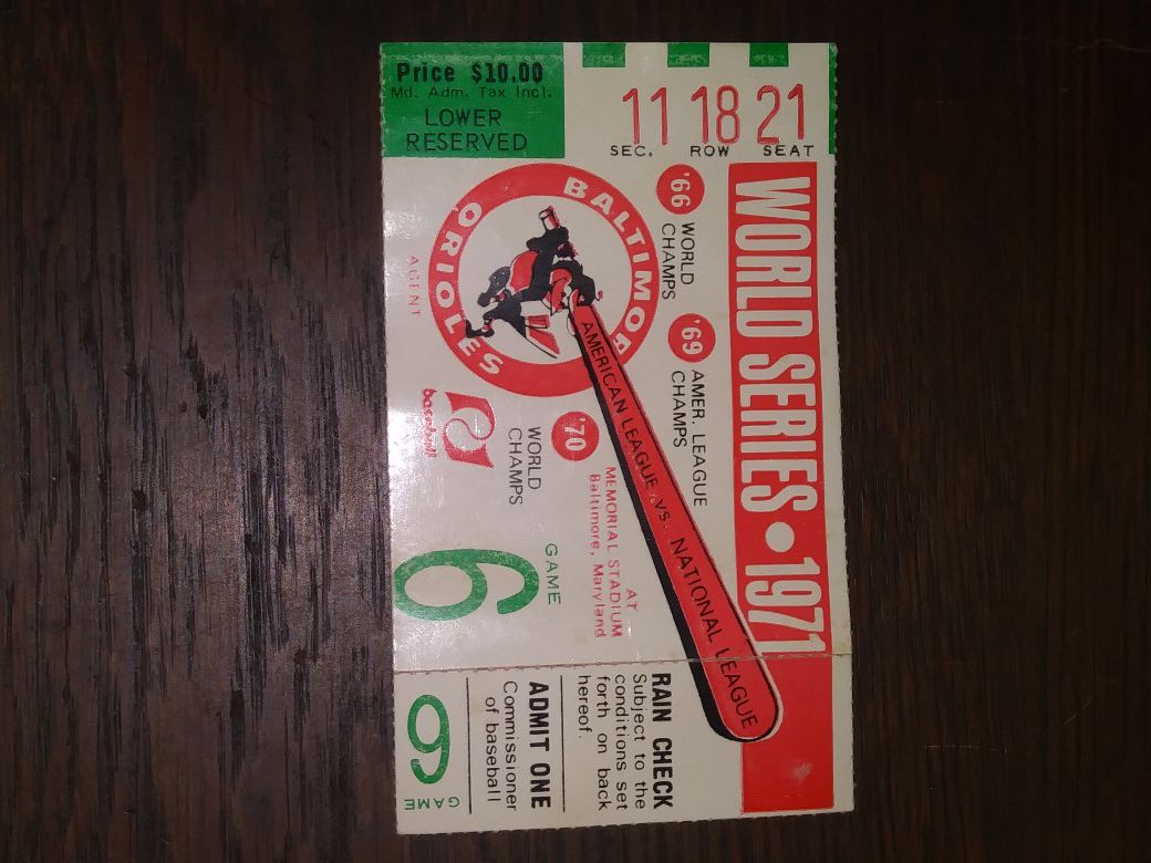1971 world series game six ticket