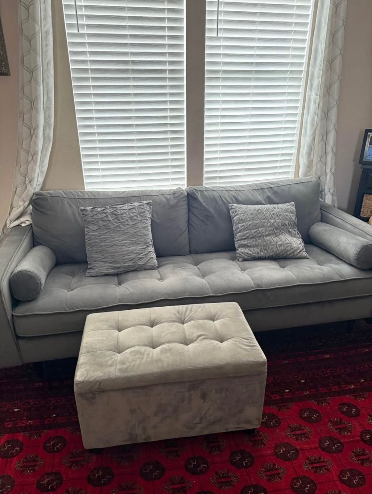 Gray Couch Set with Ottoman – Great Shape!