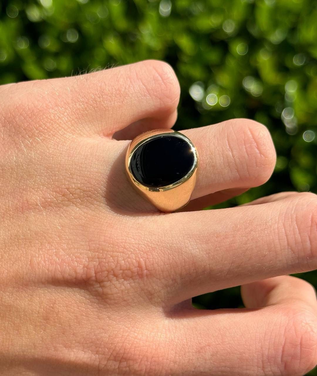 Jewelry 10k solid yellow gold onyx 6 CT ring size 9