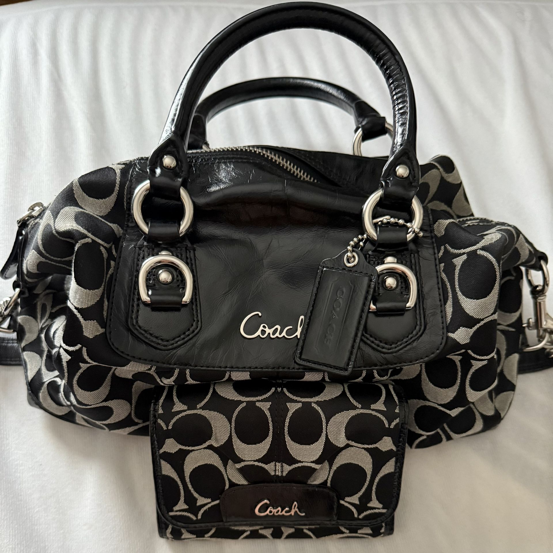 Coach Ashley Signature Satchel Bag & Matching Wallet