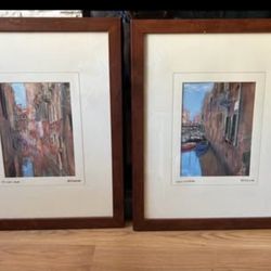 2 Venice Canals M Roberts Matted And Framed