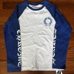 Blue & white Chrome Hearts long sleeve raglan tee